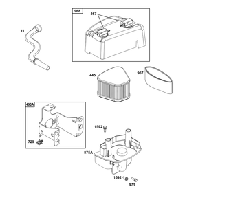 Air Cleaner Group Diagram and Parts List for 115P02-0006-H5 100000 - 19Z999 Briggs and Stratton Engine